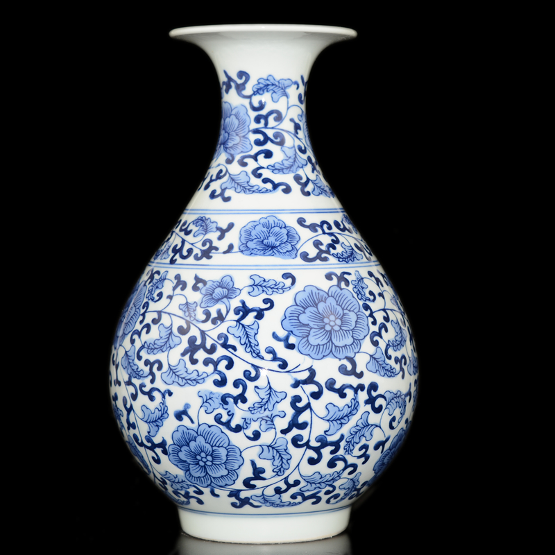 Jingdezhen ceramic manual hand - made under glaze blue and white porcelain vase color archaize sitting room small handicraft rich ancient frame furnishing articles