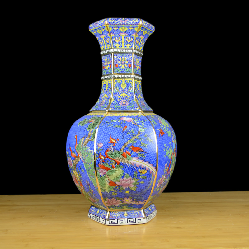 Jingdezhen chinaware paint colored enamel vase sitting room of Chinese style restoring ancient ways porch large home furnishing articles