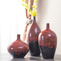 Jingdezhen new Chinese style modern decoration Red kiln vase living room TV cabinet flower arrangement home decoration decoration