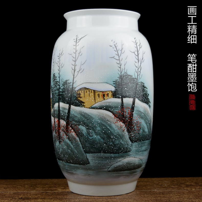 Jingdezhen ceramics hand - made vases large famous checking art furnishing articles sitting room of the new Chinese style household adornment