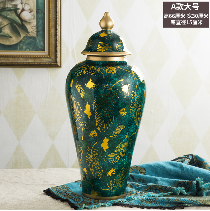 European ceramic floor general pot of new Chinese style example room to live in the sitting room porch decoration vase furnishing articles flower arrangement