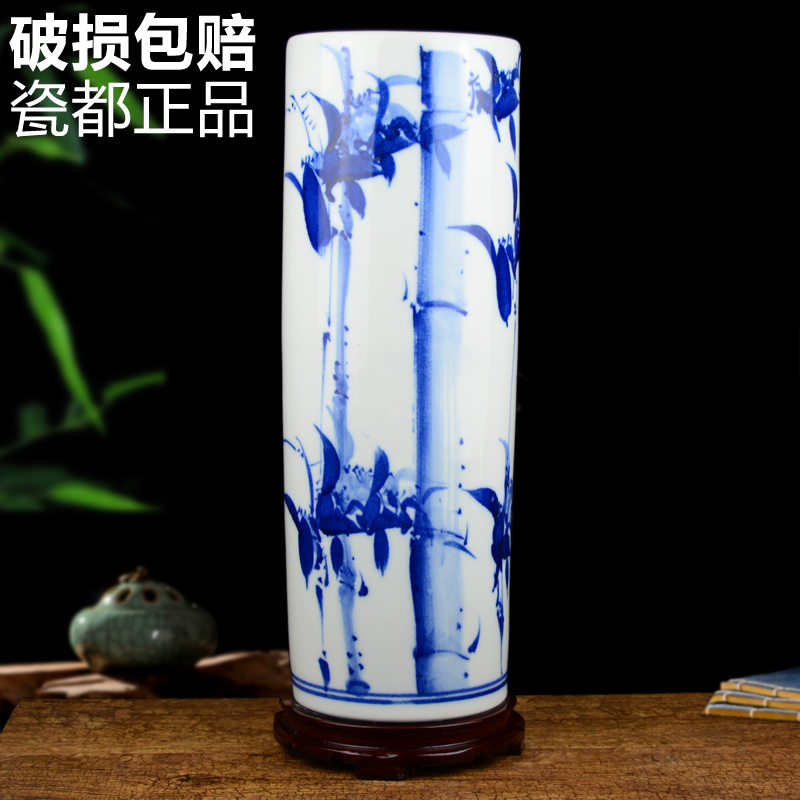 Jingdezhen ceramic hand - made quiver vase Chinese painting and calligraphy cylinder scroll cylinder sitting room ground adornment is placed on the study
