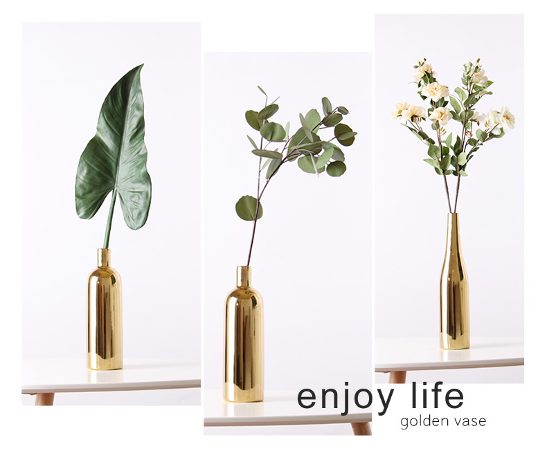 Golden idea Nordic ceramic vase household table wine I and contracted sitting room flower adornment furnishing articles