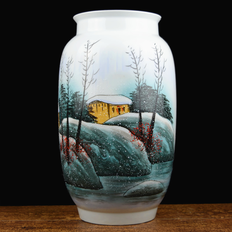 Jingdezhen ceramics hand - made vases large famous checking art furnishing articles sitting room of the new Chinese style household adornment