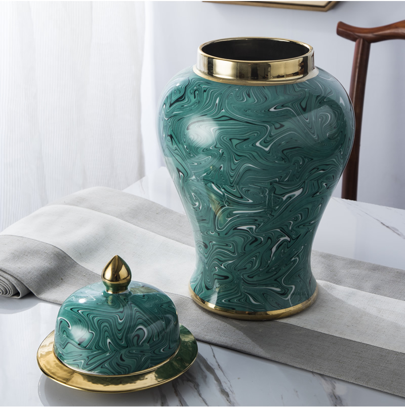 Jingdezhen ceramic general pot of modern American golden vase flower arrangement sitting room key-2 luxury household soft adornment is placed