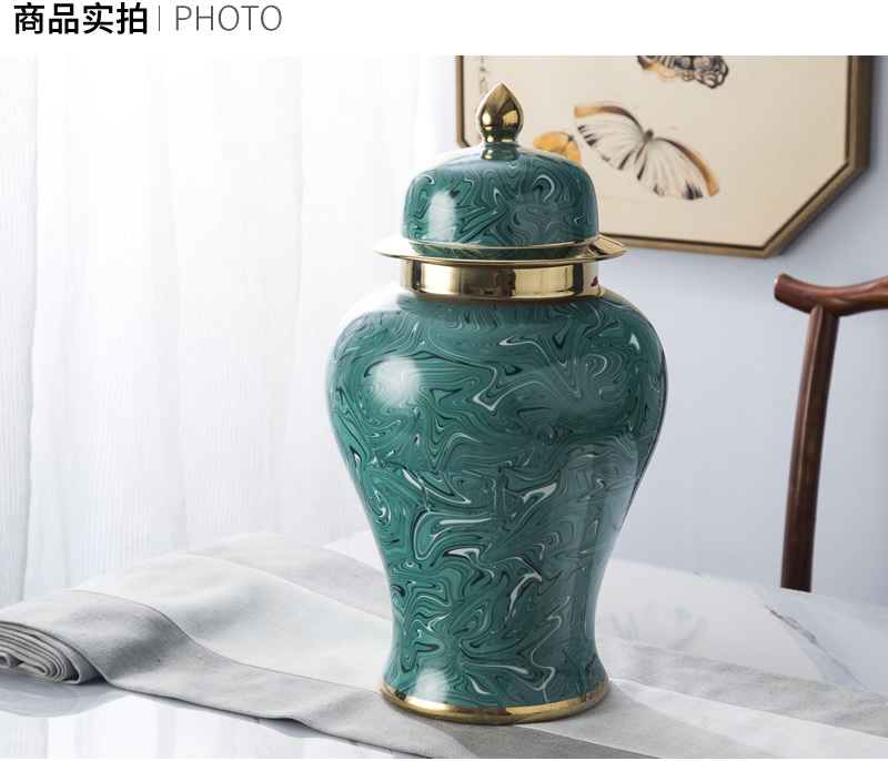 Jingdezhen ceramic general pot of modern American golden vase flower arrangement sitting room key-2 luxury household soft adornment is placed