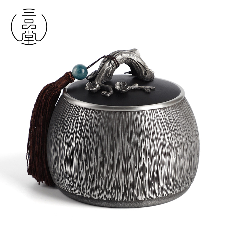 Sanpantang tin tea cans tin cans pure tin handmade household sealed large tea storage cans gift box Tea Buckets