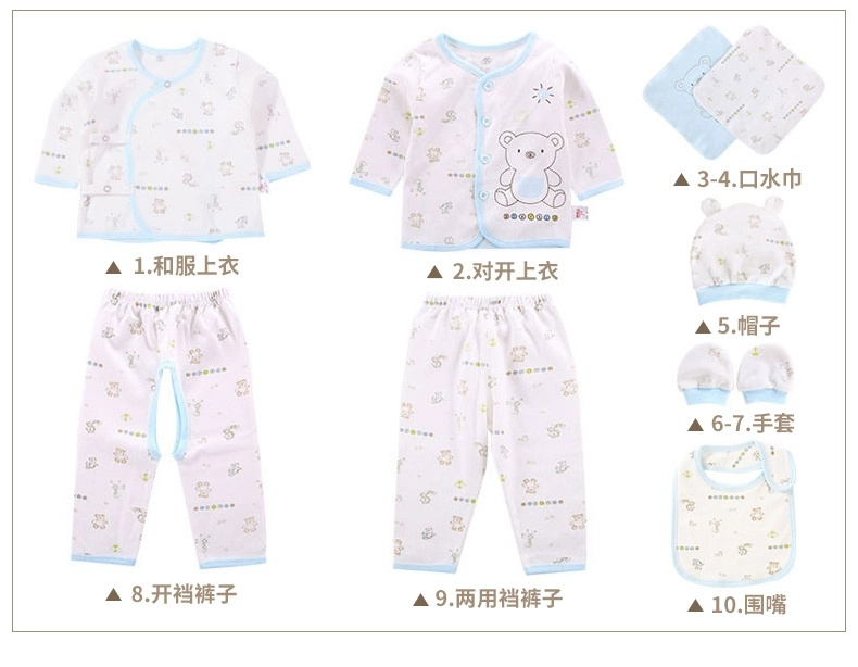 Bộ quần áo sơ sinh cho bé sơ sinh 0-3 tháng hộp quà cho bé sơ sinh chào đón trăng tròn quà tặng mùa xuân và mùa thu sơ sinh - Bộ quà tặng em bé