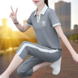 Шелковый спортивный костюм, летняя одежда для матери, модные штаны для отдыха, комплект, короткий рукав