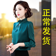 Одежда для дам 妈妈加绒打底衫女春装2020新款雪纺衬衫春秋中年秋装上衣40岁洋气