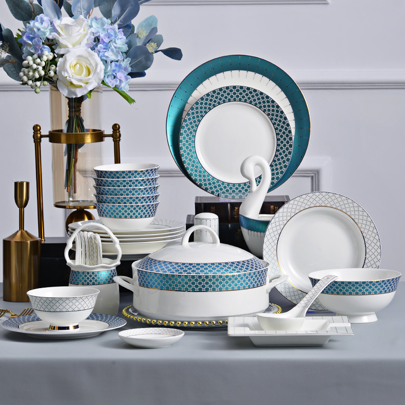 Bowl Dish Suit Home Nordic Wind Light Lavish Porcelain Rice Pan Joe Accommodate Cutlery cutlery creative minimalist Ceramic Bowl chopsticks