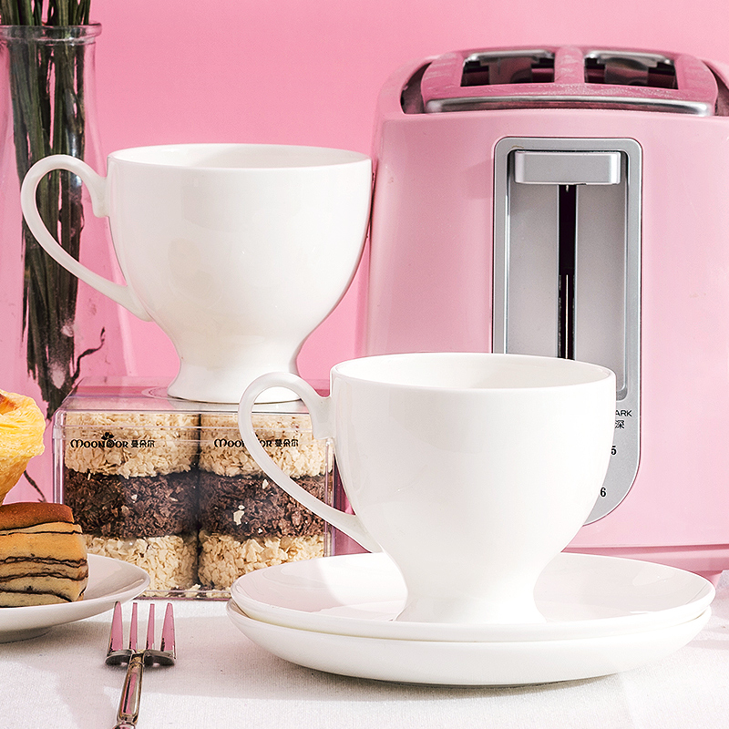 Tangshan ceramic with pure white ipads China coffee cups and saucers contracted picking spoon cup ultimately responds coffee cups and saucers suit to the base