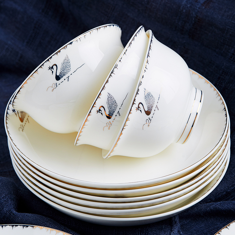 Jingdezhen dishes suit household ipads porcelain tableware suit dishes European ceramics set bowl chopsticks sets of plates