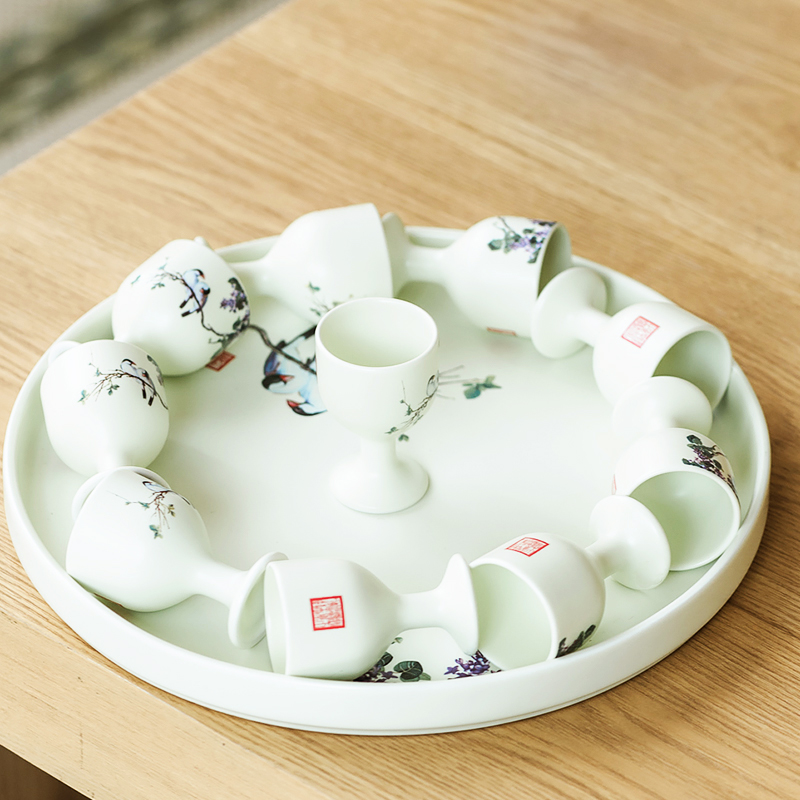 Ceramic retro glasses suit wine liquor points creative hip Chinese small household gift boxes a small handleless wine cup of wine