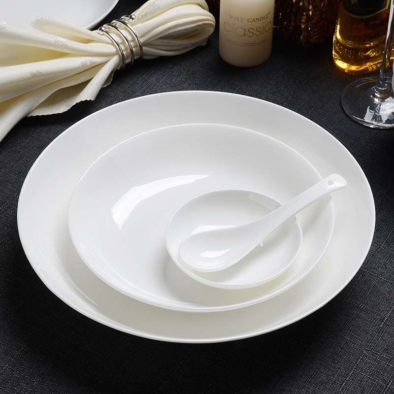 Tangshan pure white dishes suit household portfolio ipads porcelain tableware suit bowl dish dish contracted box pack suits for