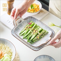  Guoyue Western food plate Nordic style creative sandwich plate Western salad plate rectangular ceramic binaural plate
