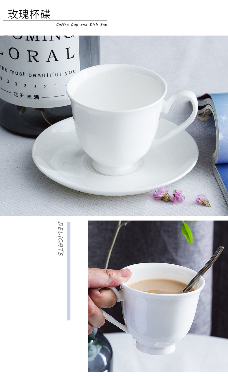 Tangshan ceramic with pure white ipads China coffee cups and saucers contracted picking spoon cup ultimately responds coffee cups and saucers suit to the base