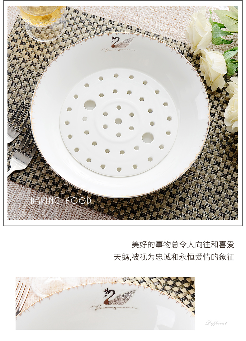 Pure white ipads China dish home large soup dumplings plate double drop white creative ceramic dumpling dish