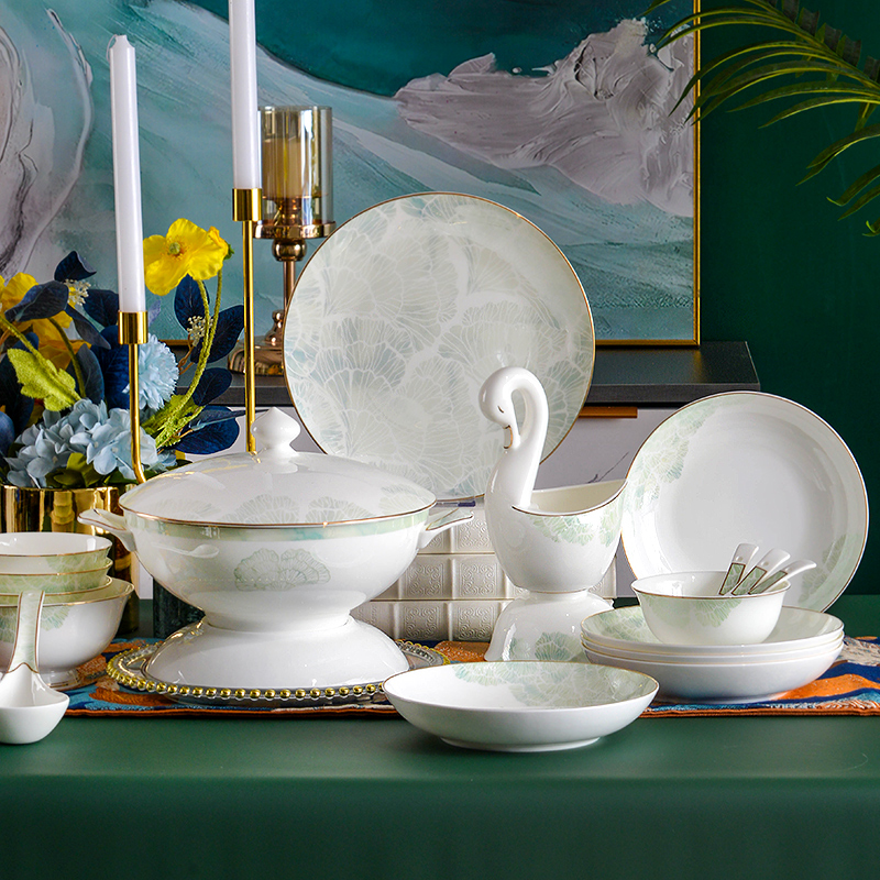 Bowl Dish Suit Home Chinese Rice Bowls Plate Bone China Cutlery Cutlery Suit Creative Minima Bowl tray Combined Joe to give a gift