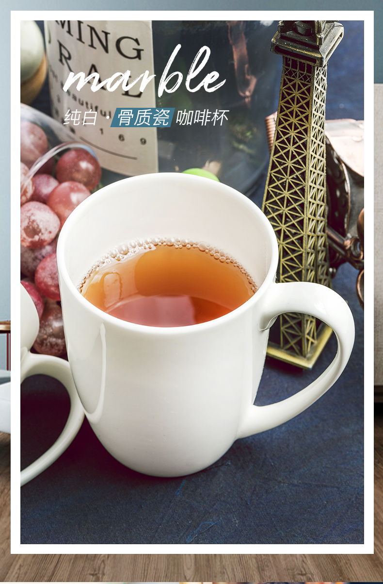 Pure white contracted ipads porcelain coffee cup creative cup of tangshan ceramic keller with spoon, afternoon coffee cup set