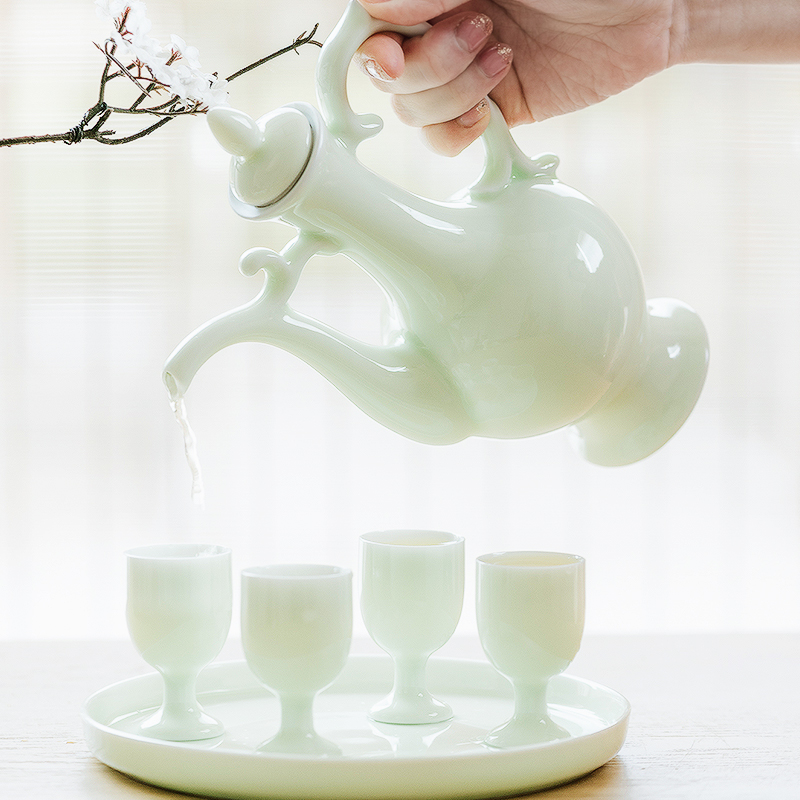 Ceramic retro glasses suit wine liquor points creative hip Chinese small household gift boxes a small handleless wine cup of wine