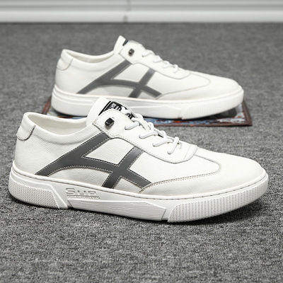 男鞋2021夏季新款英伦真皮小白鞋潮流百搭低帮板鞋运动休闲皮鞋子