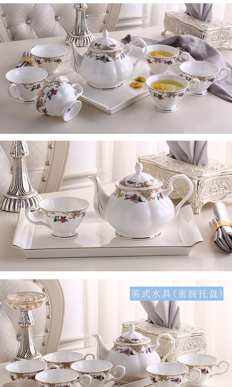 Ceramic tea set suit household six cups with pallet ultimately responds cup suit sitting room tea teapot tea cup
