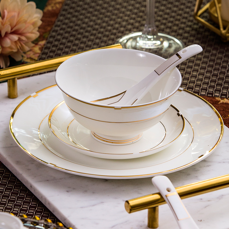 Tangshan ipads porcelain tableware suit see European contracted and I household ceramic dishes dishes manual gift gift box