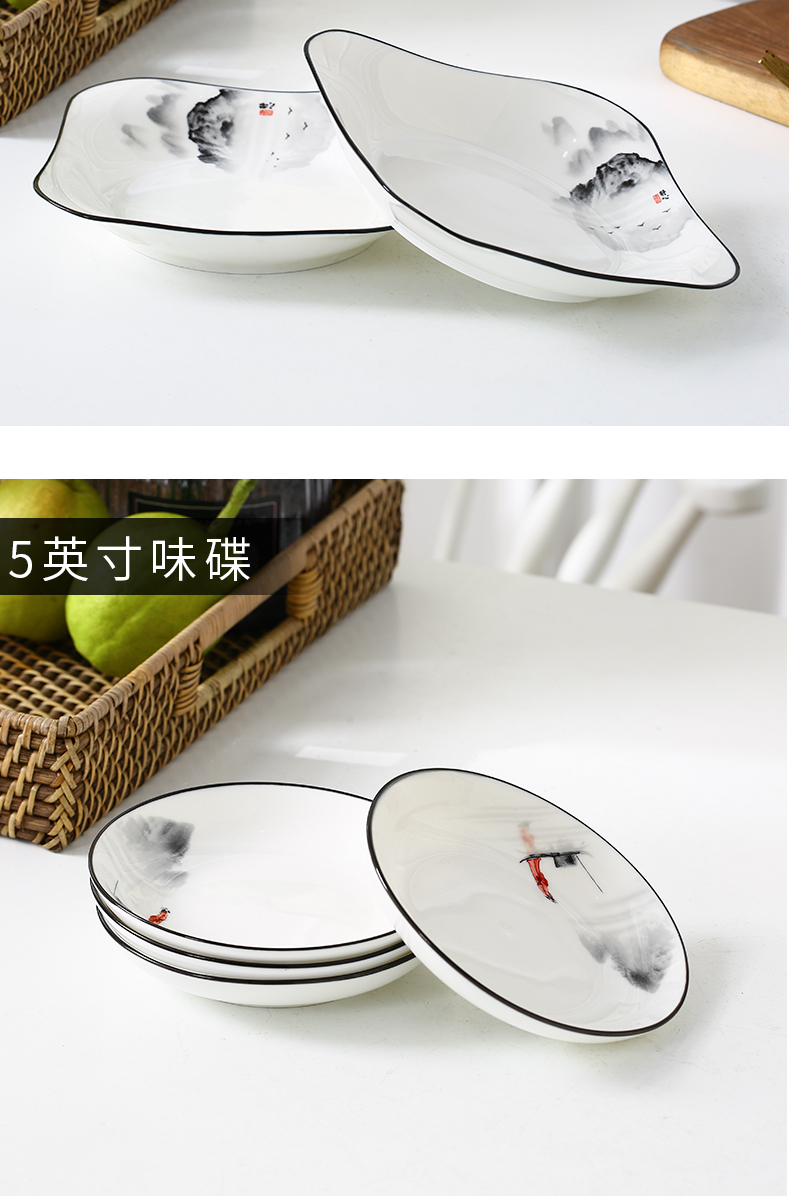 Glair thickening ceramic plate suit household food dish four square plate 4 6 disc deep dish soup plate deep dish