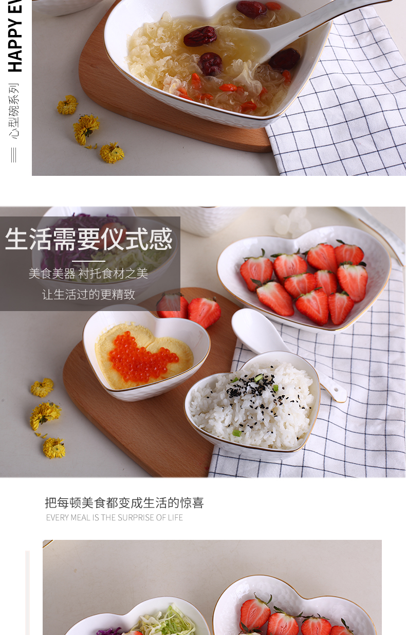 Ceramic bowls snack bowl of salad bowl the nice heart ipads express young girl heart at irregular creative dishes