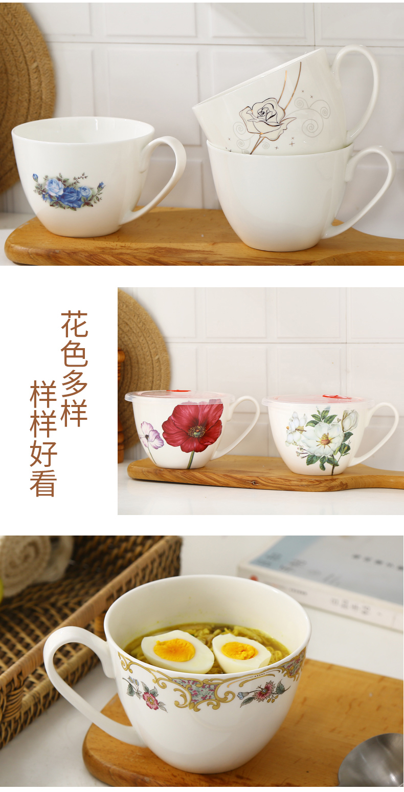 Ceramic cup with cover large capacity oat milk for breakfast big breakfast bowl microwave large ipads China mugs