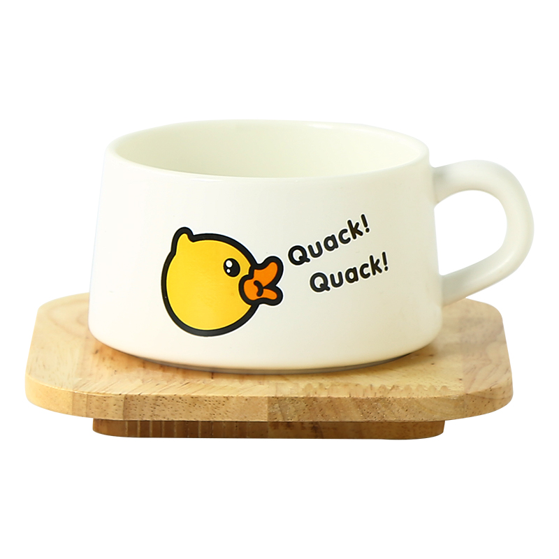 Nordic coffee cups and saucers suit ceramic cup single cartoon ins with a spoon, yellow duck English afternoon tea