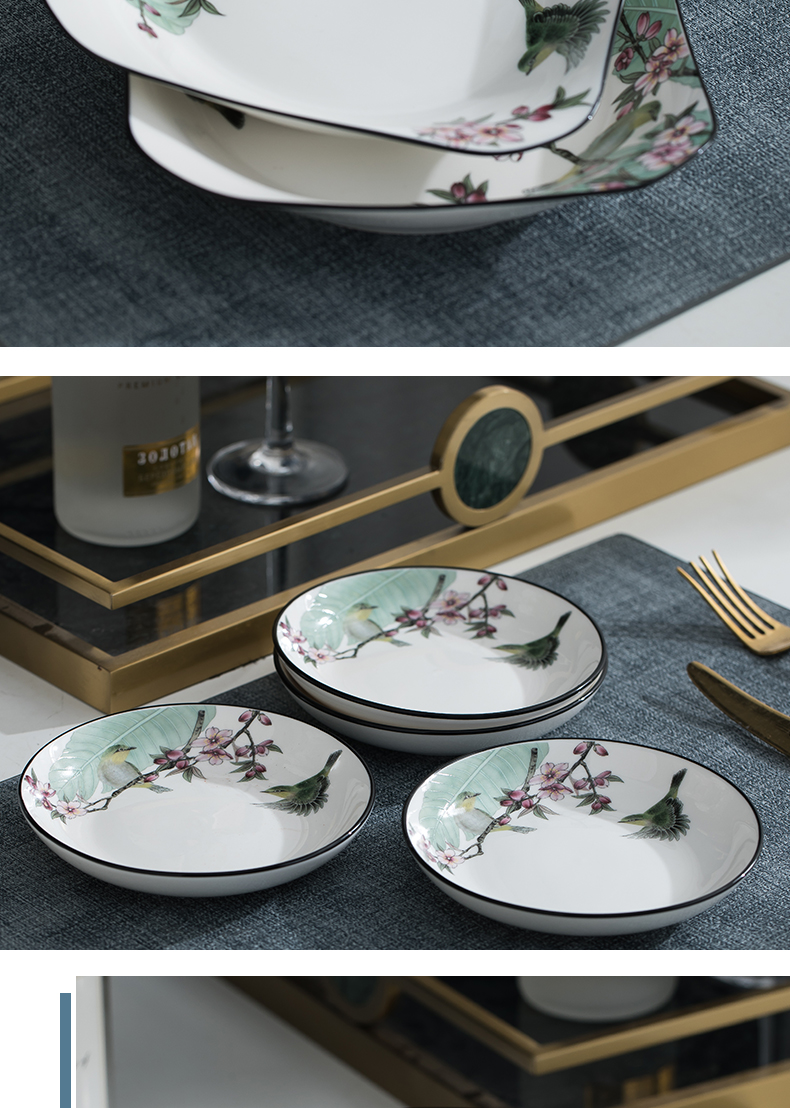 Ceramics thickening eat bread and butter of household of Chinese style effectively prevent hot soup bowl rainbow such as bowl dish dish dish fish dish taste a single plate
