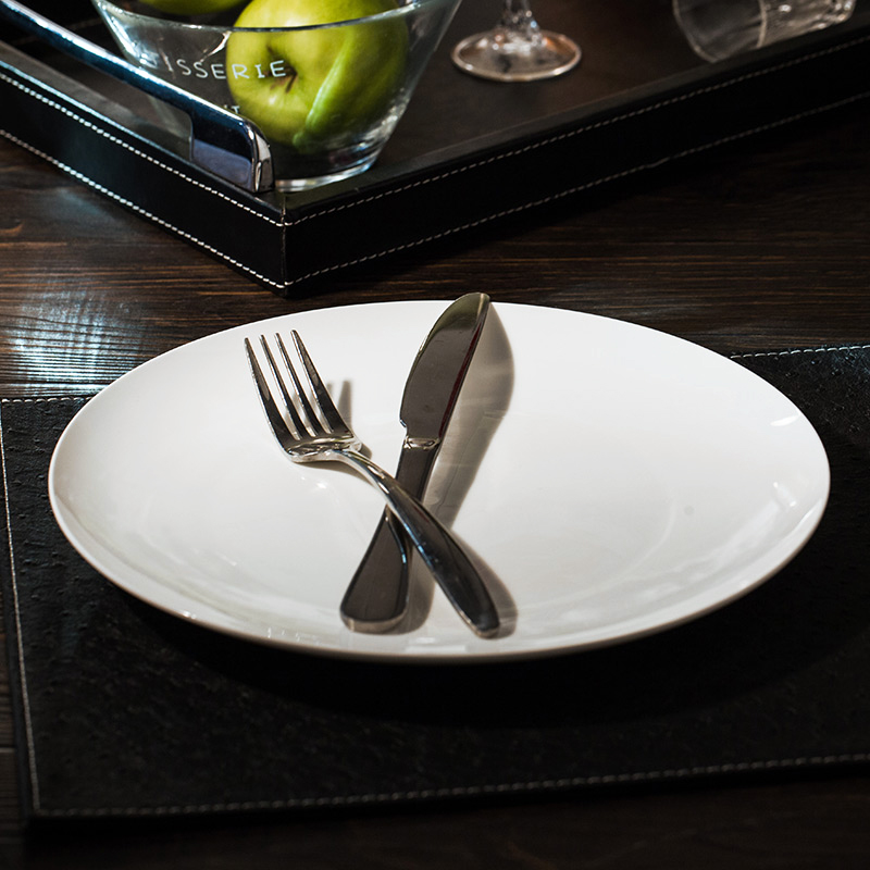 Pure white ipads porcelain food dish home soup plate deep dish 8 inch 10 inch ceramic round plate of fruit plate dinner plate