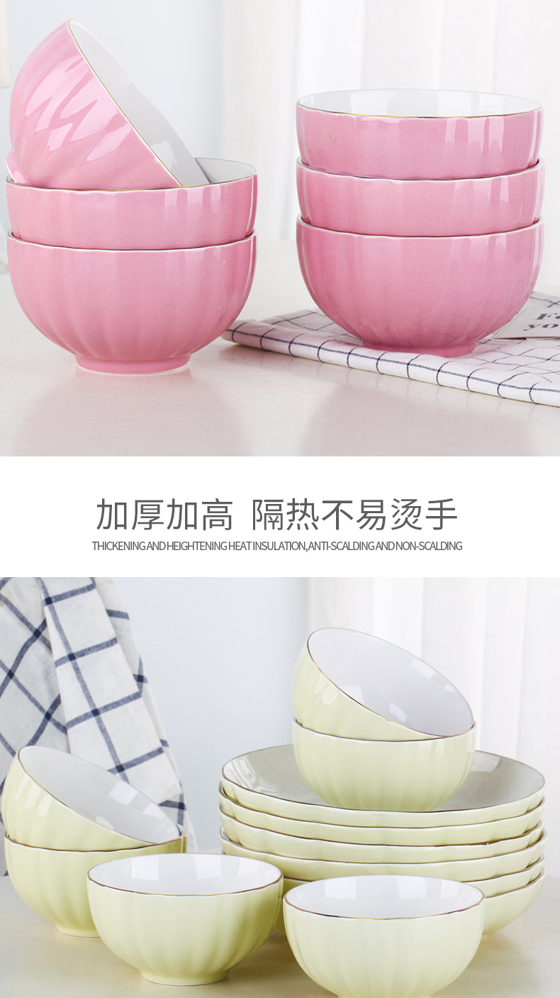 If haze European contracted creative pumpkin line ceramic tableware dishes suit household food dish western - style food plate combination
