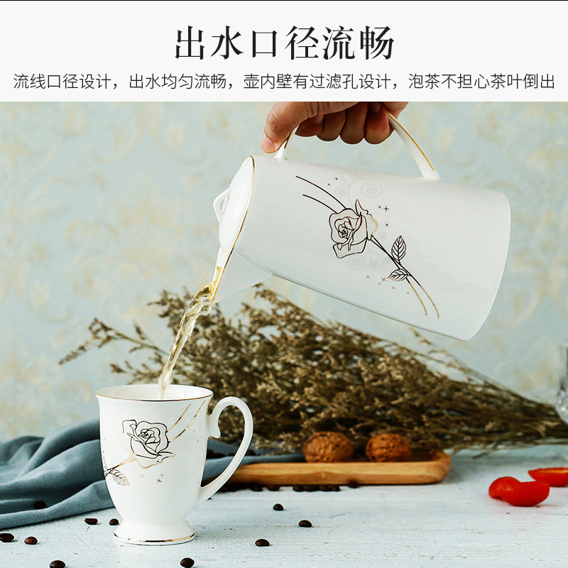 Tangshan ipads China continental water set suit household utensils cup cold water kettle suit ceramic cup with marriage