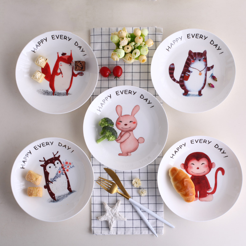 Ceramic plate plate ipads porcelain dish dish household individuality creative cartoon children steak plate round plate FanPan