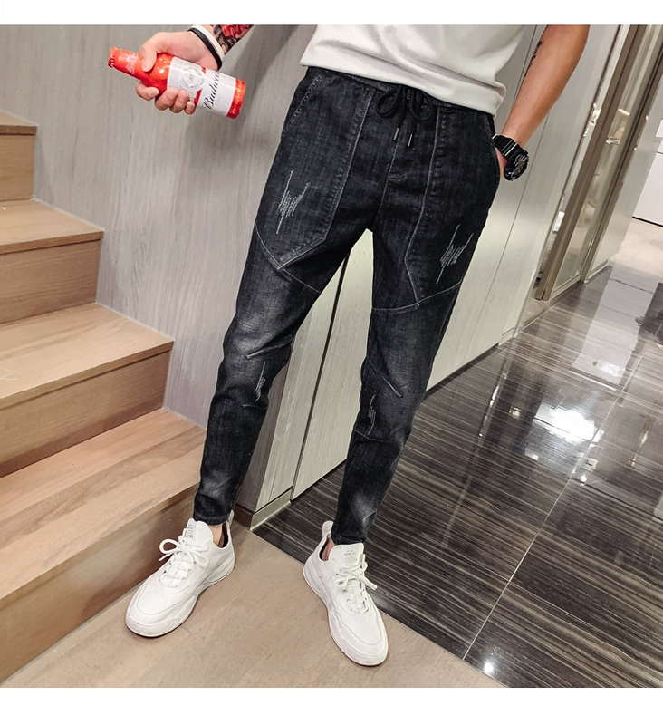 Mùa thu 9 chín điểm quần jeans ống rộng nam phiên bản Hàn Quốc của kiểu quần tự quần xu hướng quần nam - Quần jean