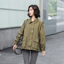 Pregnant women autumn coat Korean version of loose short coat 2020 spring and autumn fashion outside wear cotton coat tooling tide