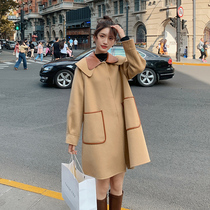 Pregnant women woolen coat women 2020 Autumn and Winter new large size loose thickening late pregnancy wear woolen coat