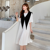 Pregnant women shawl dress long summer cotton loose hipster big size foreign summer tide mom skirt