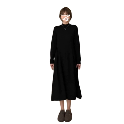 Трикотажное платье, базовый свитер, длинная юбка, премиум класс