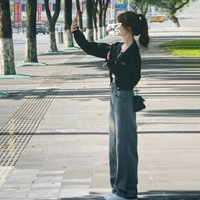 Черная осенняя трикотажная куртка, длинный свитер, зимний демисезонный черный кардиган, подходит для подростков, средней длины