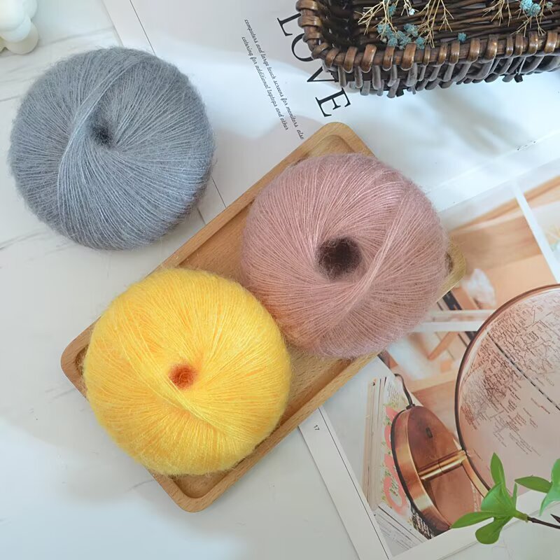 Silk Mohair Hand-Knitted DIY Material Kit for Children's Sweaters and Scarves, Fine Yarn Ball, Young Mohair