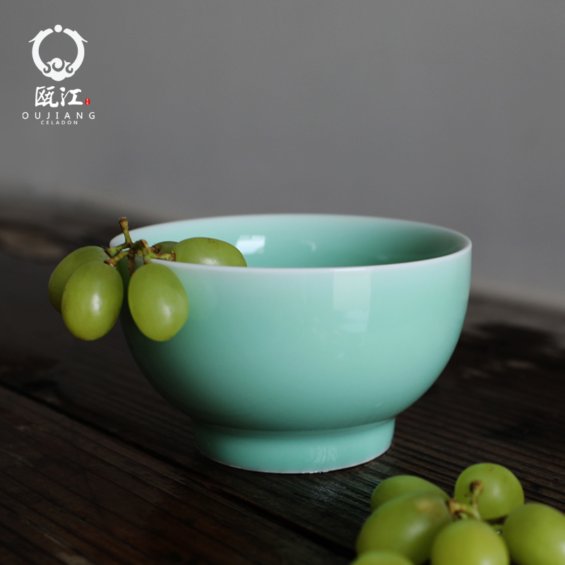 Oujiang longquan celadon bowls of Chinese style household contracted rice bowls into double bowl bowl dessert bowl of microwave tableware