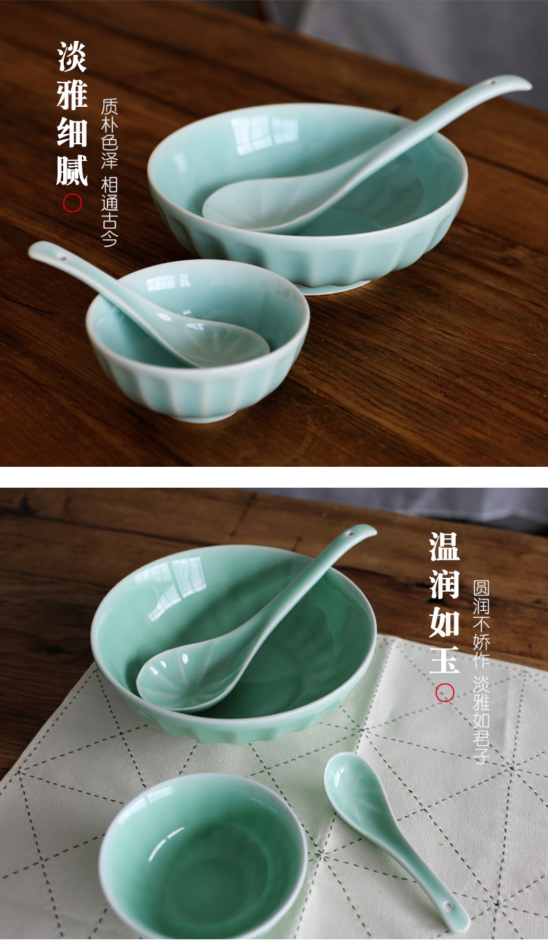 Oujiang longquan celadon glaze ceramic rainbow such as bowl bowl large soup bowl household rice bowl Chinese style rainbow such use