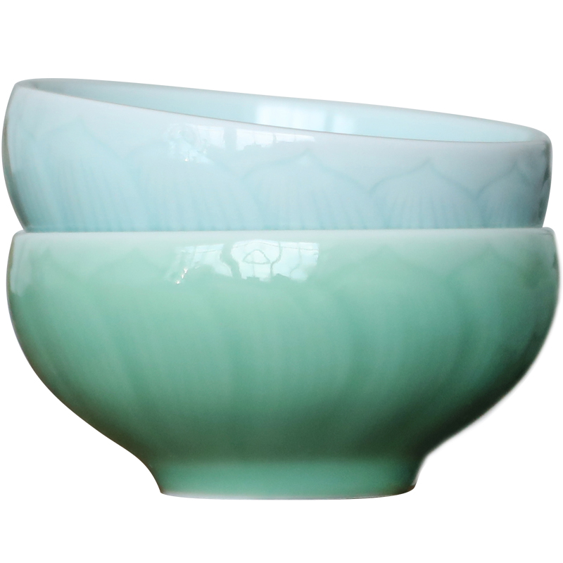 Oujiang longquan celadon rice bowls of household individuality creative ceramic bowl dessert cup noodles bowl lotus bowl rainbow such use