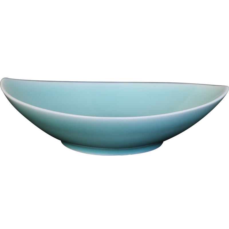 Oujiang longquan celadon breakfast tray was creative alien pointed Ye Shang disc ceramic dish plate environmental protection unleaded snack plate plate