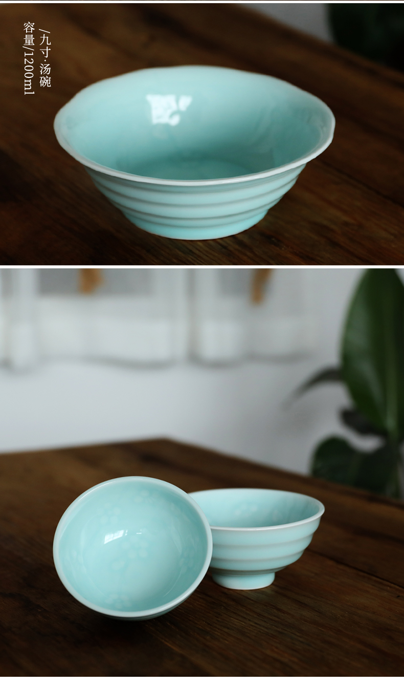 Oujiang longquan celadon bowls of Chinese style household small bowl of rice bowl bowl ceramic dessert spring scenery garden tableware