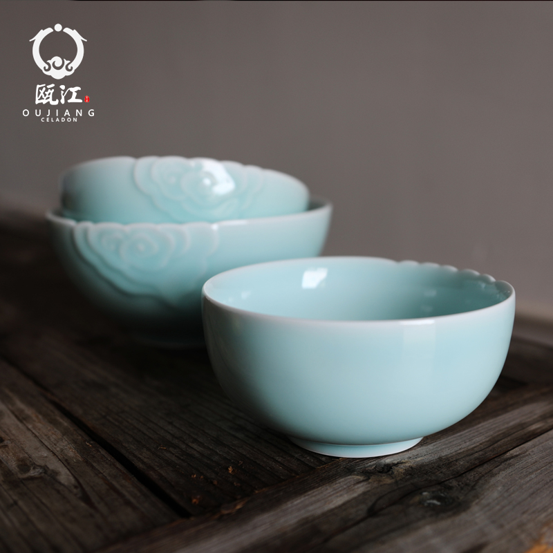 Oujiang longquan celadon bowls 5 "xiangyun ceramic household rainbow such as bowl bowl creative move soup bowl Chinese style rainbow such use